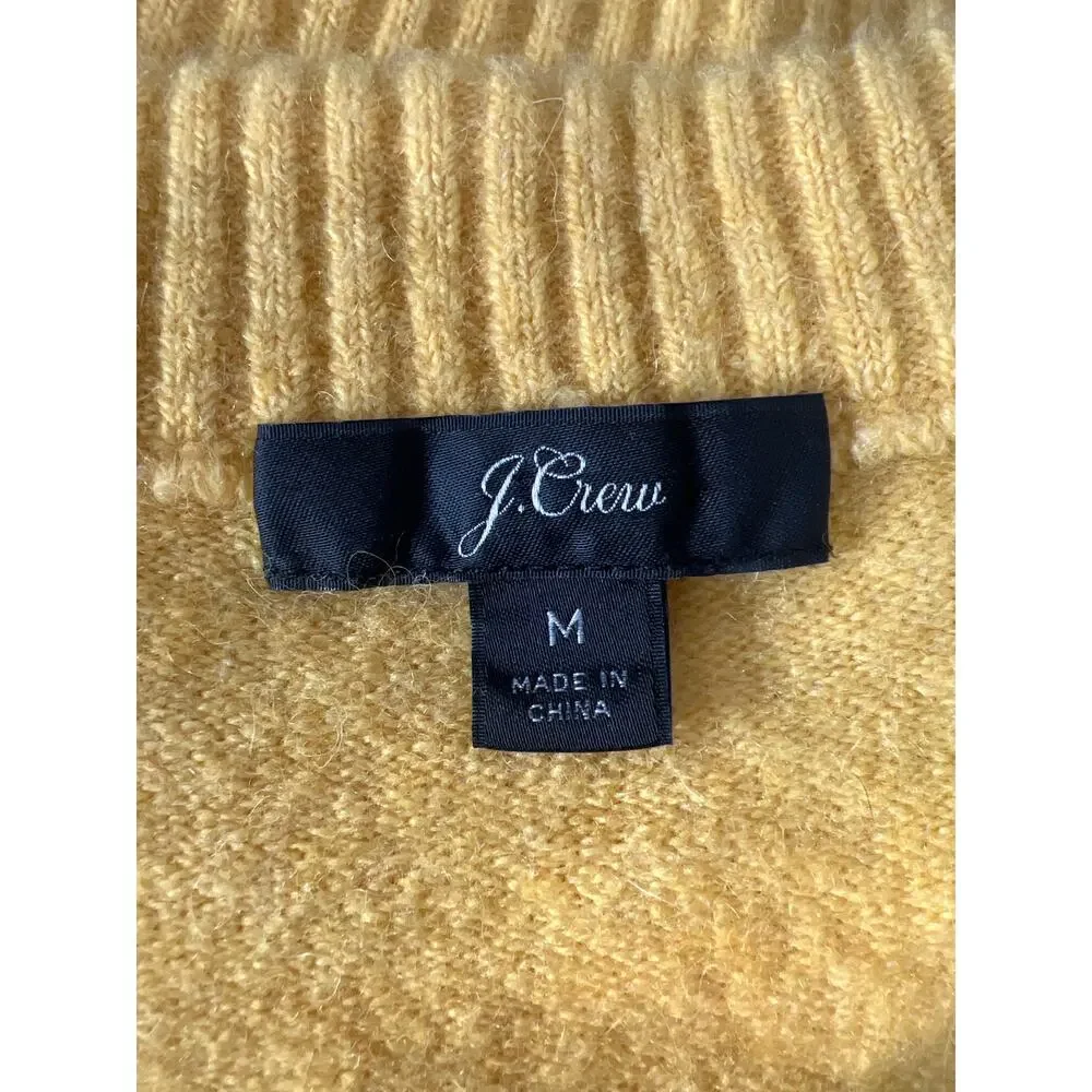 J.Crew Mustard Yellow Sweater Women Size M Merino Wool Blend Crewneck Soft Cozy - Picture 3 of 11